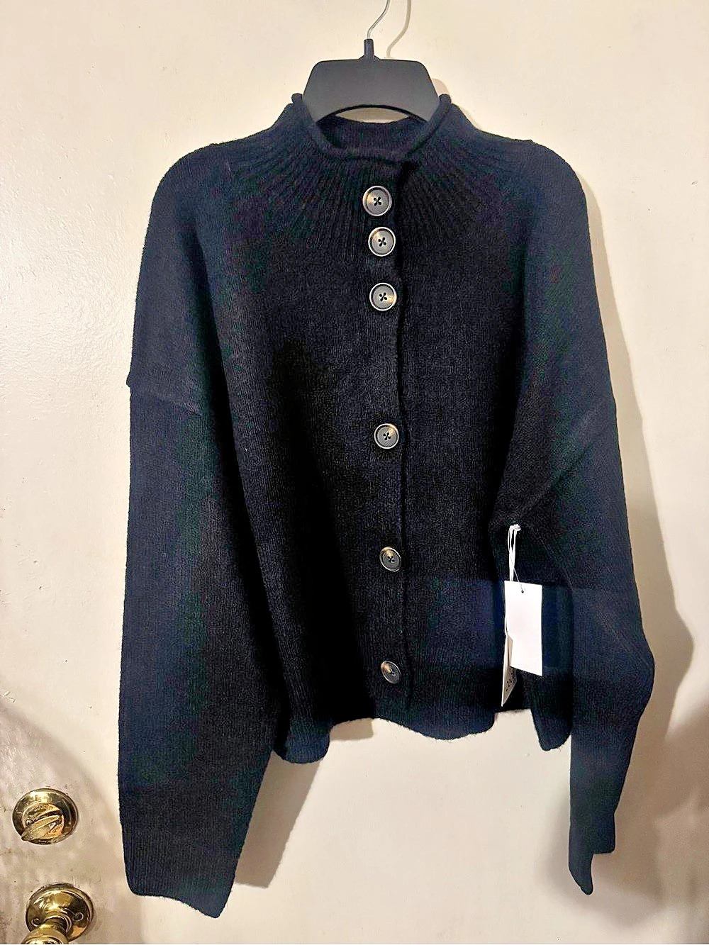 CeCe T0056248 Black Button Front Sweater Size XL NWT